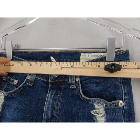 Rag & Bone 25 Skinny Jeans Cropped Womens Distressed Low Rise La Paz Blue - Picture 4 of 15
